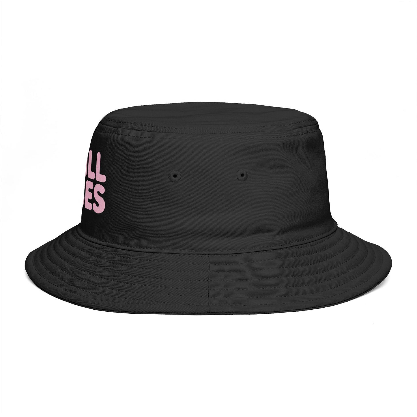 Chill Vibes Bucket Hat — Retro Pink Text Cotton Sun Hat Hats Printify