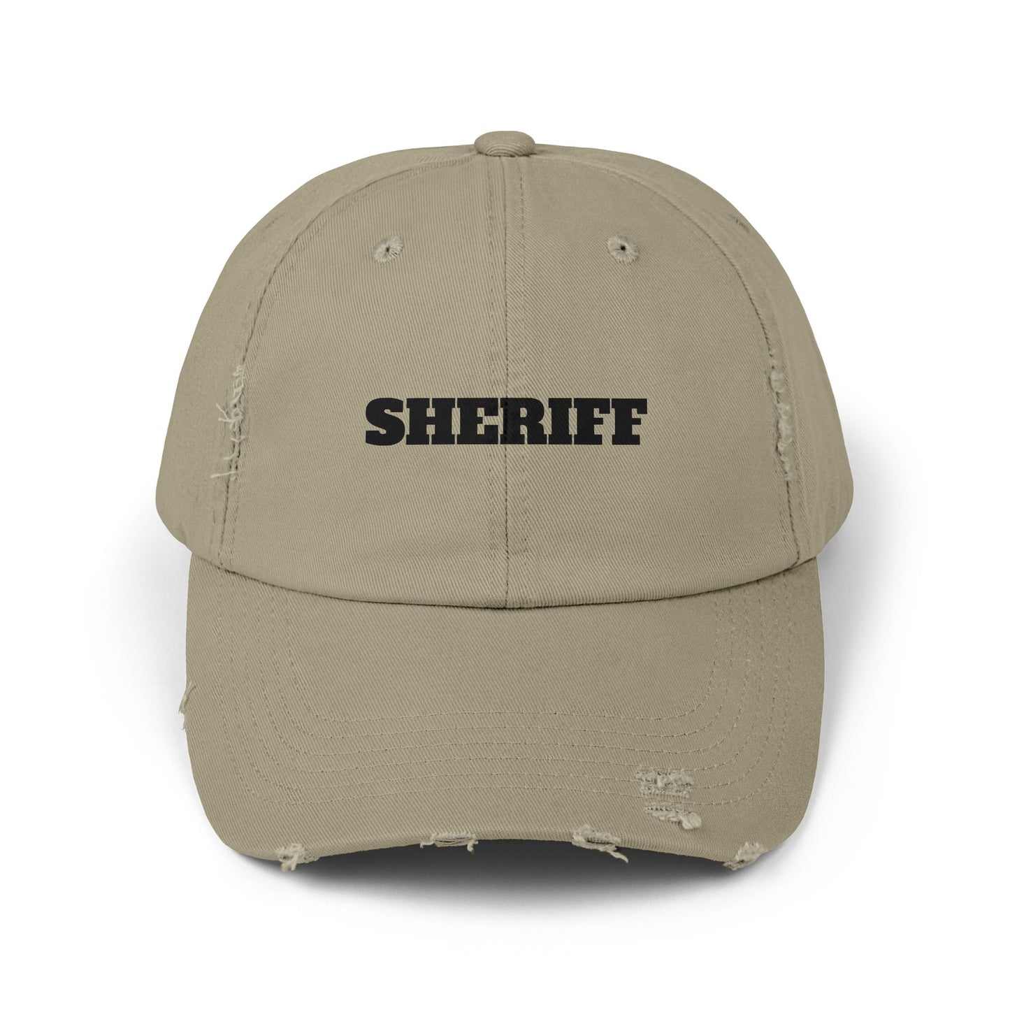 Sheriff Distressed Dad Hat — Vintage Western Sheriff Cap Hats Printify Light Olive One size
