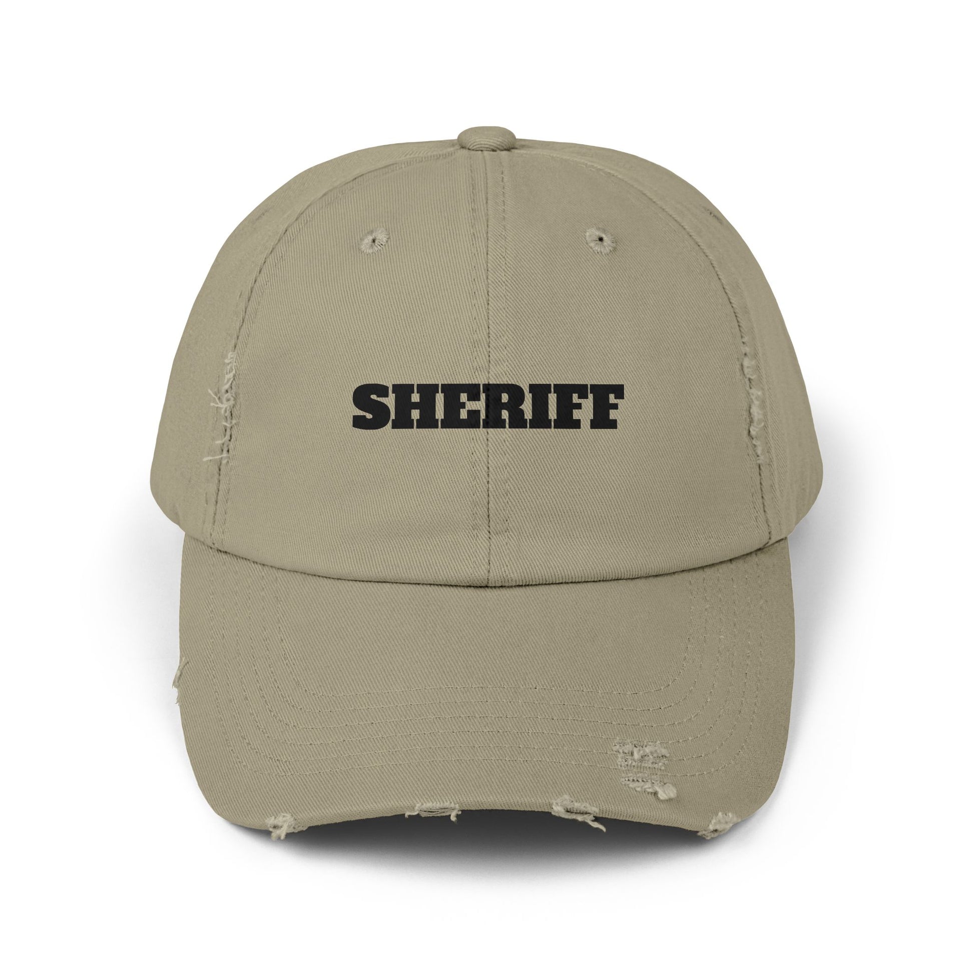 Sheriff Distressed Dad Hat — Vintage Western Sheriff Cap Hats Printify Light Olive One size