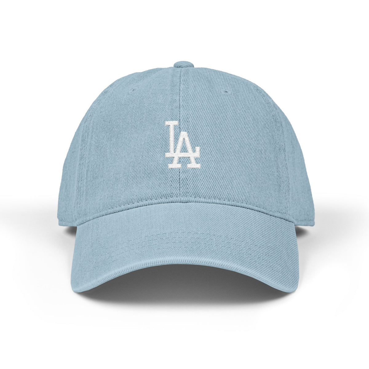 Embroidered Denim Baseball Hat – Classic LA Logo Cap Hats Printify One size Light Blue