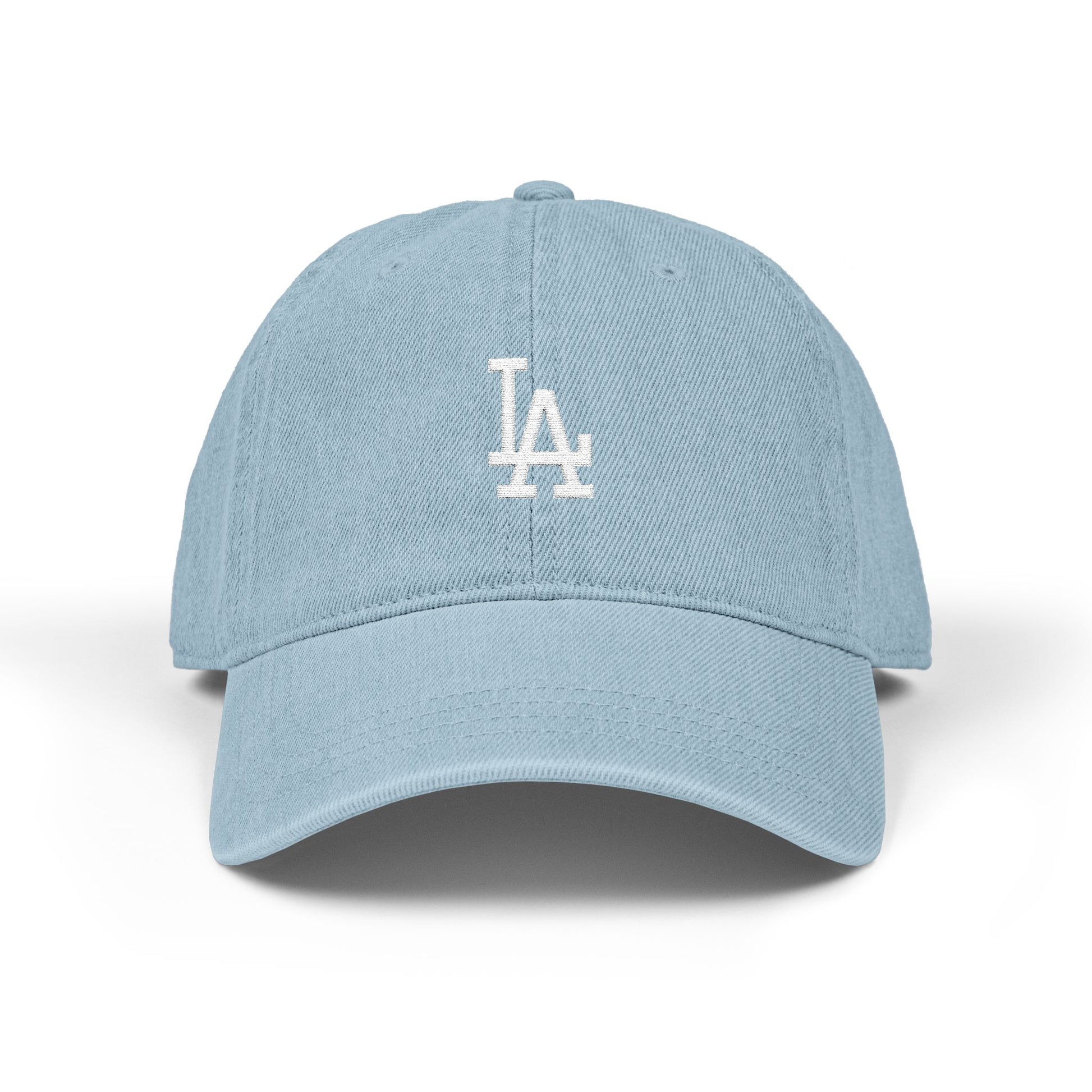 Embroidered Denim Baseball Hat – Classic LA Logo Cap Hats Printify One size Light Blue