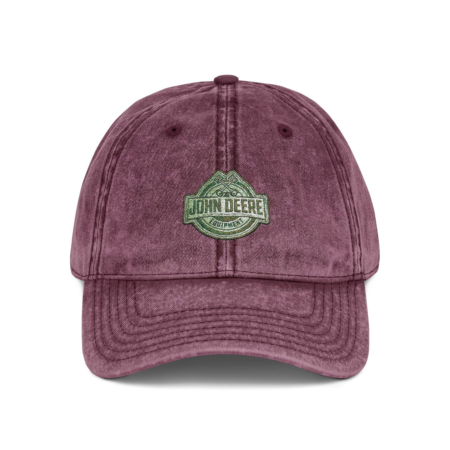 Vintage Embroidered Cap - Retro Green Crest Logo Dad Hat Hats Printify One size Maroon