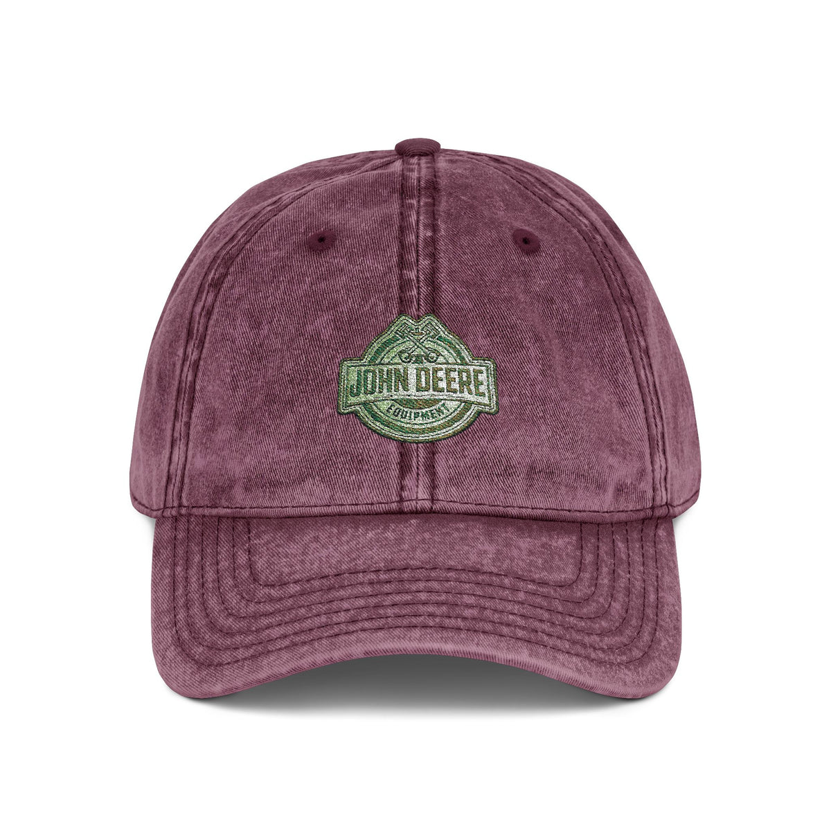 Vintage Embroidered Cap - Retro Green Crest Logo Dad Hat Hats Printify One size Maroon