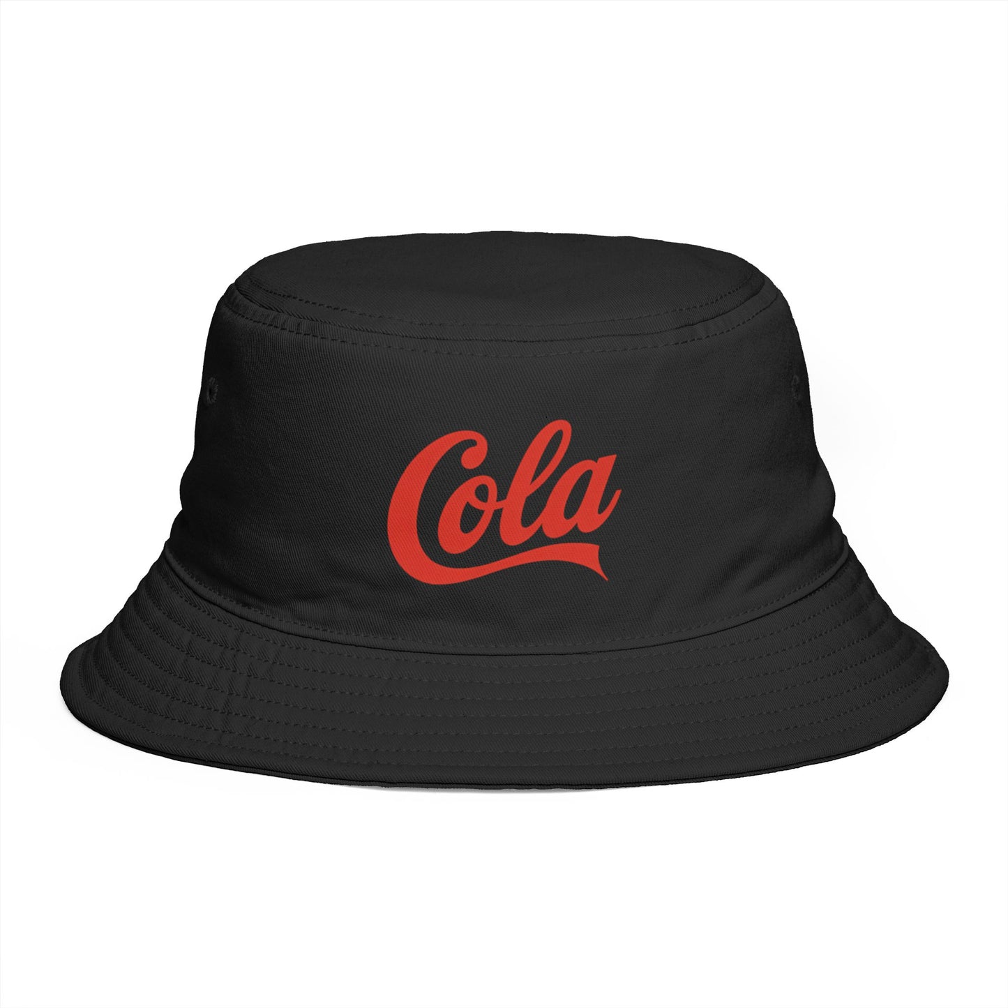 Cola Logo Brown Bucket Hat – Retro Soda-Inspired Summer Hat Hats Printify One size Black