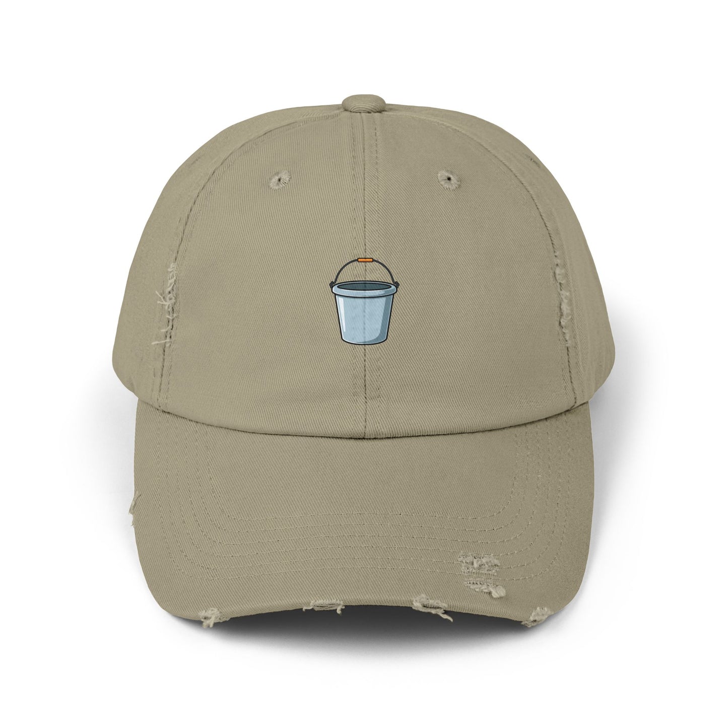 Distressed Bucket Hat — Embroidered Ice Bucket Design Cap Hats Printify Light Olive One size