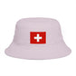 Swiss Cross Brown Bucket Hat — Alpine Flag Patch Sun Hat Hats Printify One size Orchid