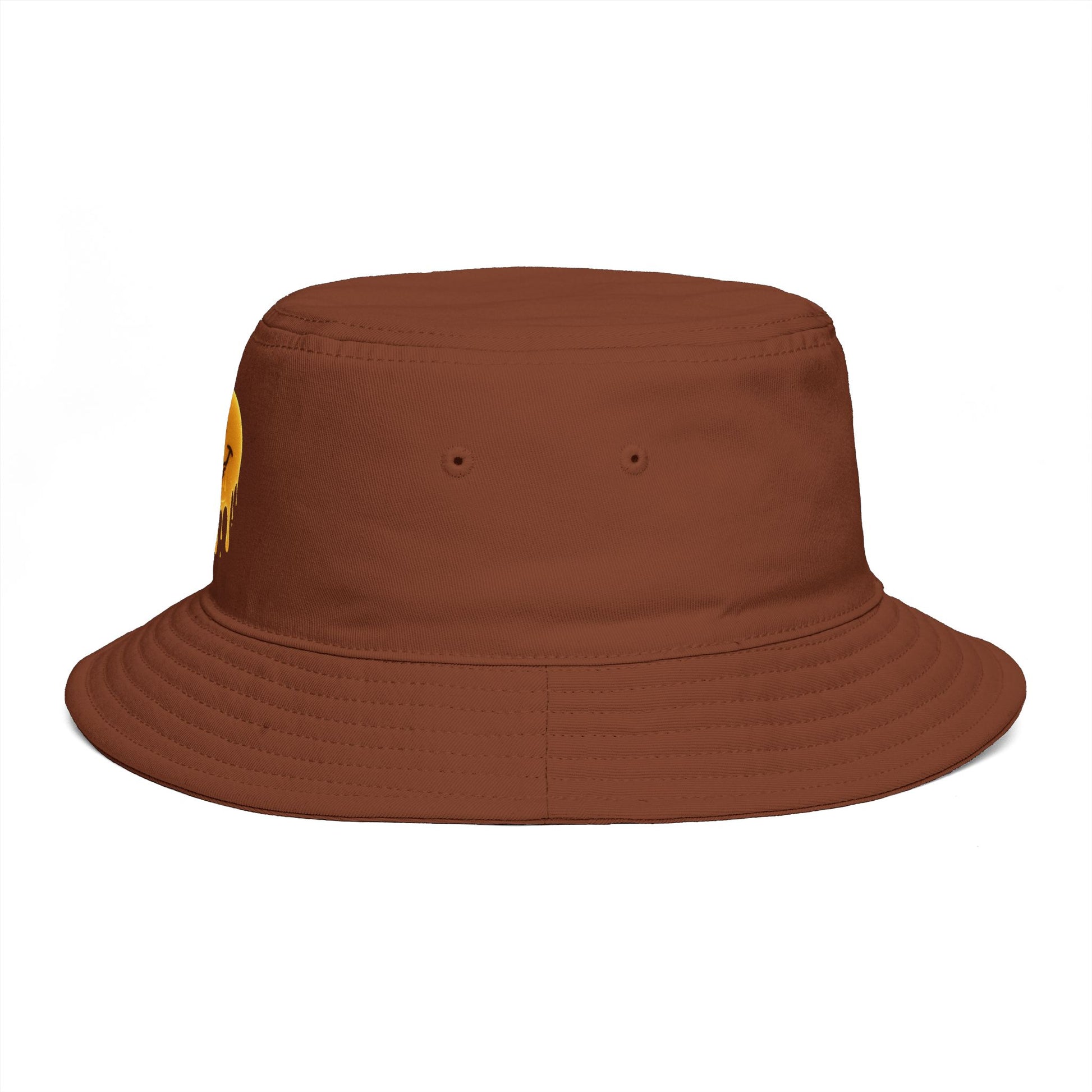 Smiley Drip Bucket Hat — Retro Melted Smile Face Sun Hat Hats Printify