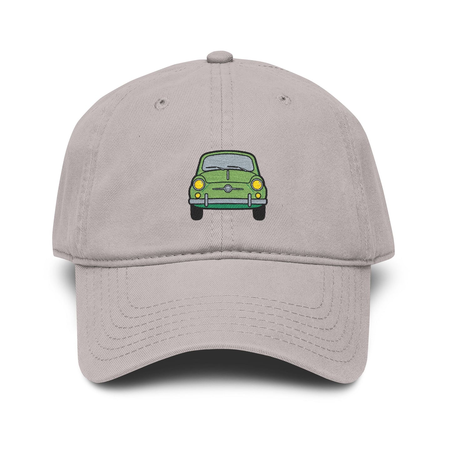 Vintage Green Car Embroidered Baseball Cap — Washed Cotton Dad Hat Hats Printify One size Gray