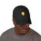 Embroidered Drip Smiley Denim Hat — Yellow Melting Smilecap Hats Printify
