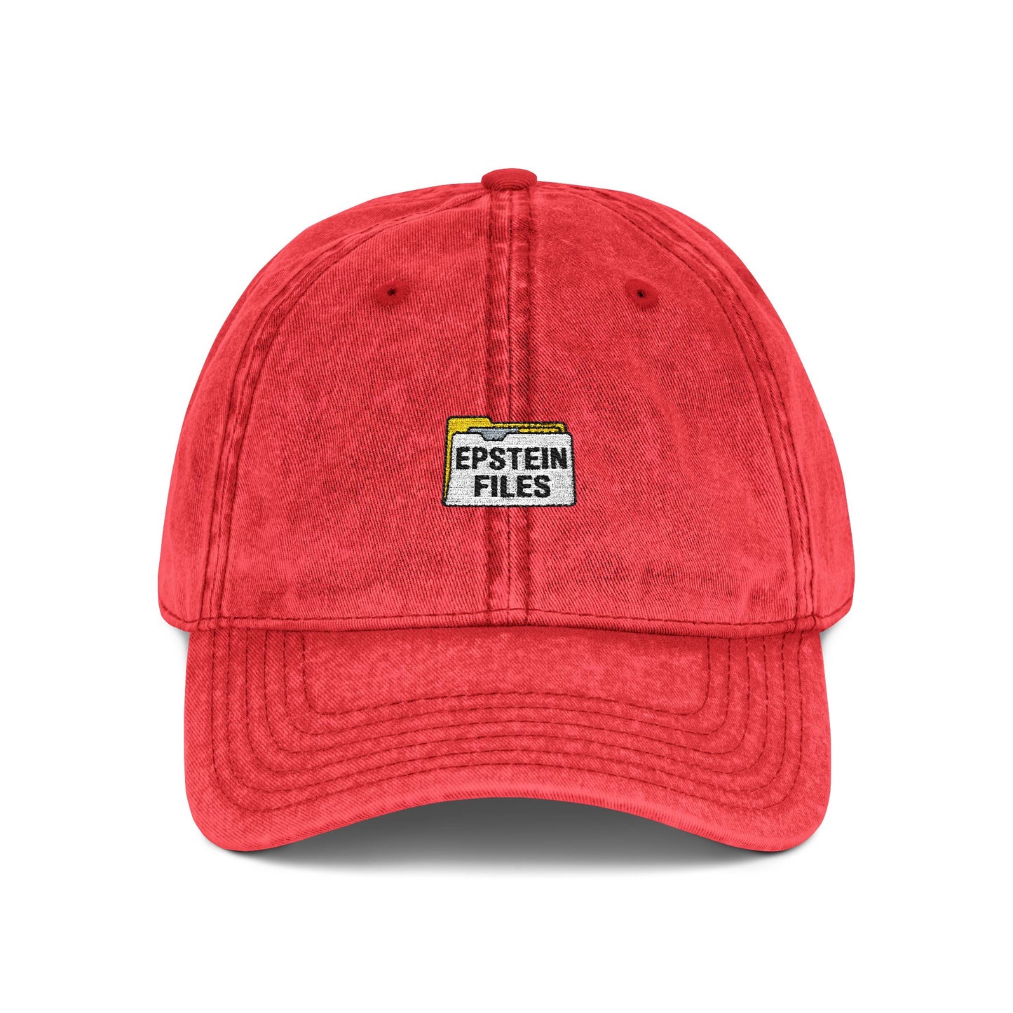 Embroidered Vintage Cap — "Epstein Files" Patch Dad Hat Hats Printify One size Red
