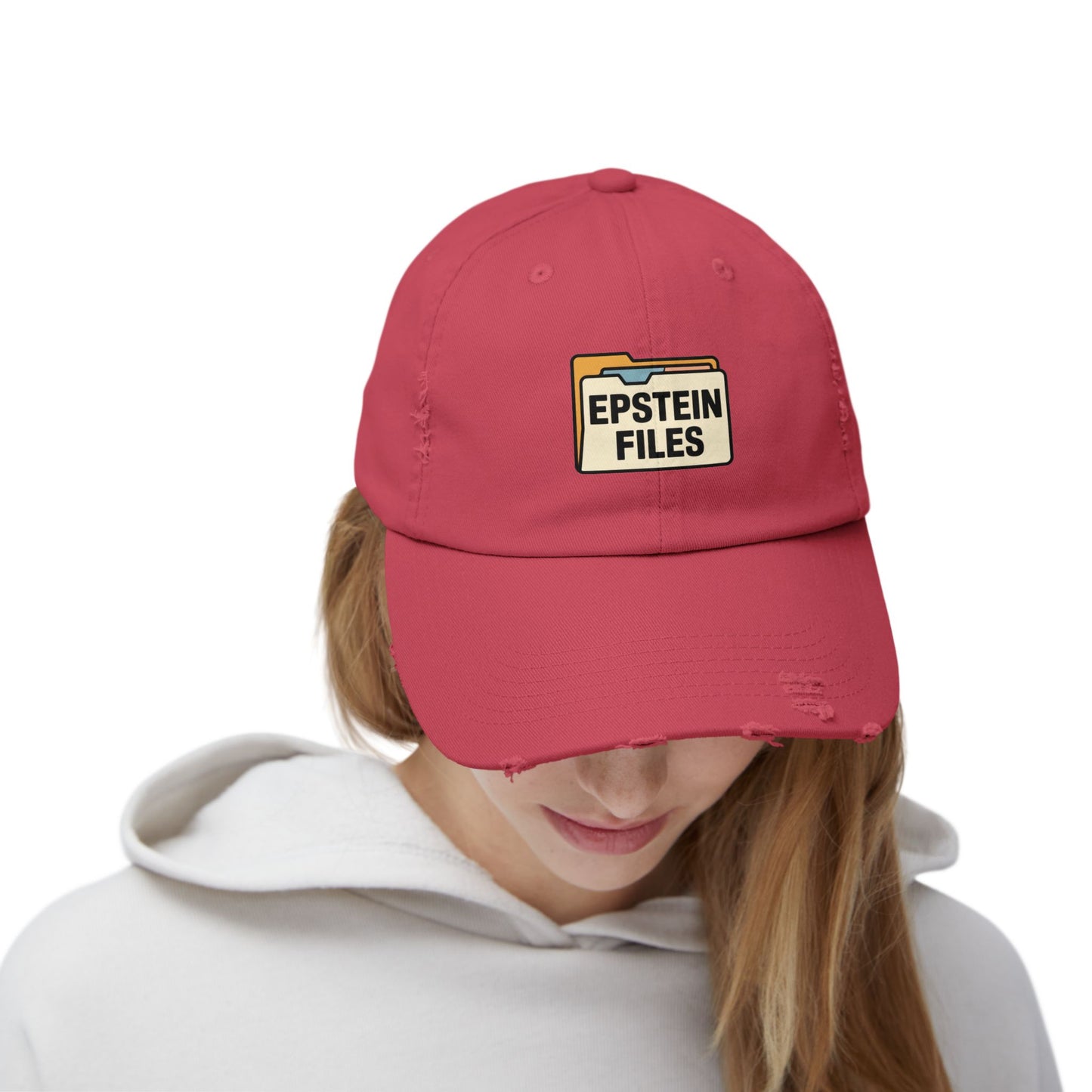 Distressed Cap — "Epstein Files" Vintage Folder Patch Hats Printify