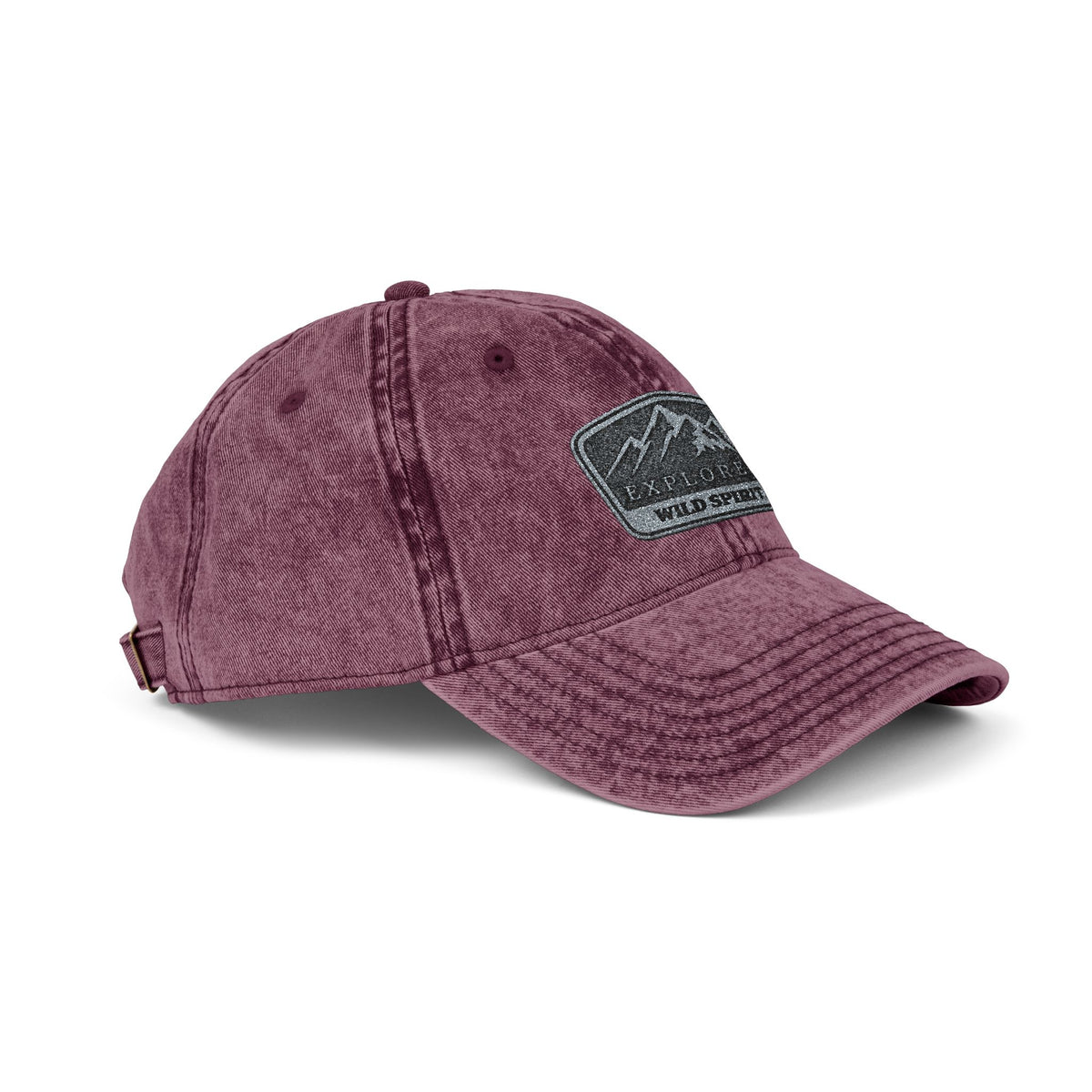Vintage Embroidered Mountain Patch Cap — Washed Red Dad Hat