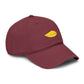 Washed Cotton Baseball Cap with Embroidered Yellow Leaf – Casual Fall Hat