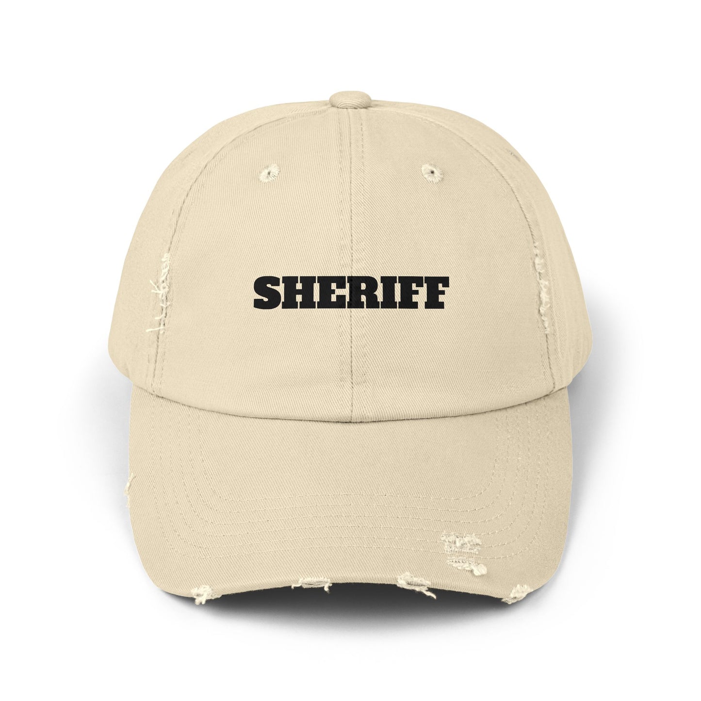 Sheriff Distressed Dad Hat — Vintage Western Sheriff Cap Hats Printify Stone One size