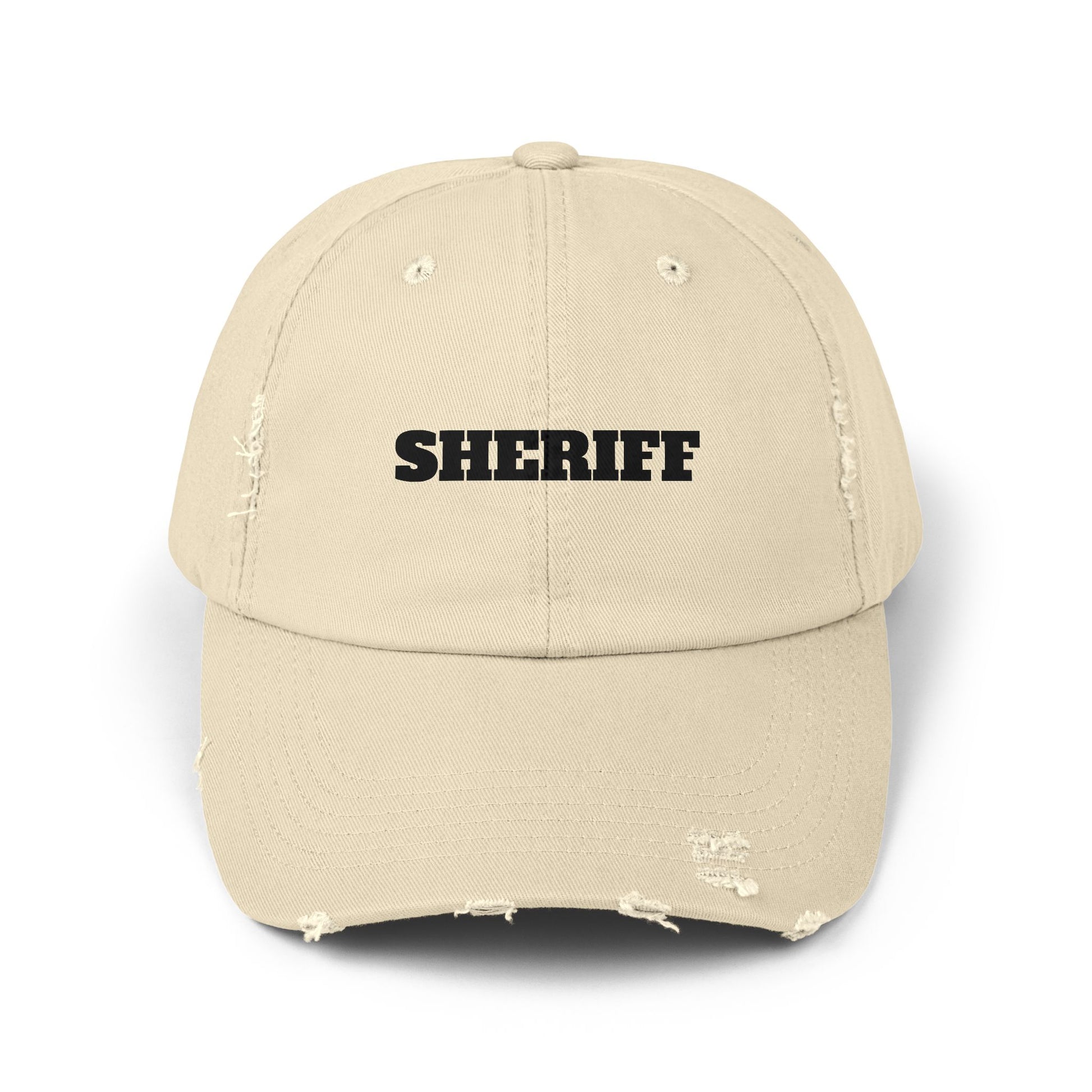 Sheriff Distressed Dad Hat — Vintage Western Sheriff Cap Hats Printify Stone One size