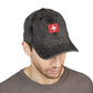 Red Vintage Embroidered Cross Cap - Washed Baseball Hat Hats Printify
