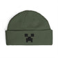 Pixel Creeper Face Cuff Beanie | Gaming Minecraft Inspired Knit Hat Hats Printify One size Cypress