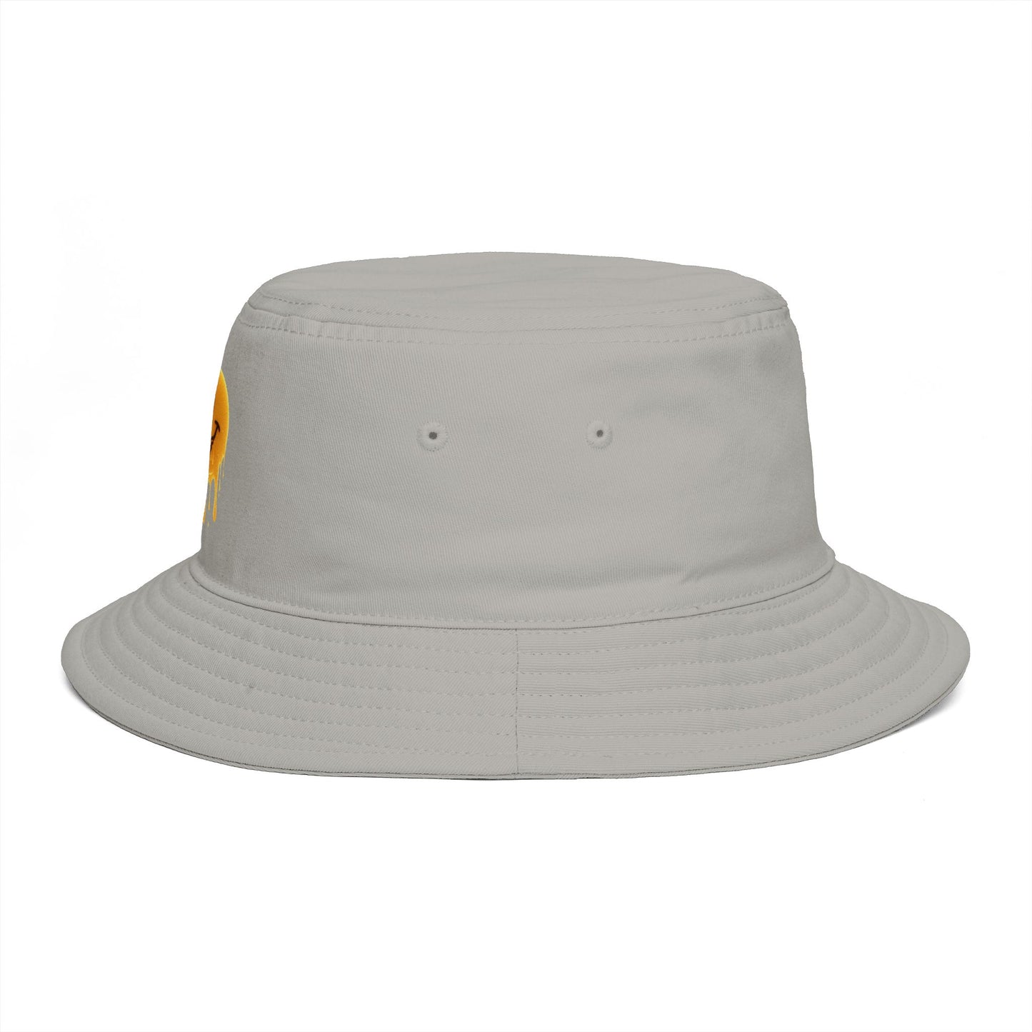 Smiley Drip Bucket Hat — Retro Melted Smile Face Sun Hat