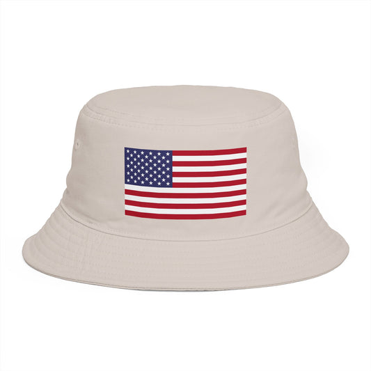 American Flag Bucket Hat — Patriotic USA Embroidered Sun Hat Hats Printify One size Bone