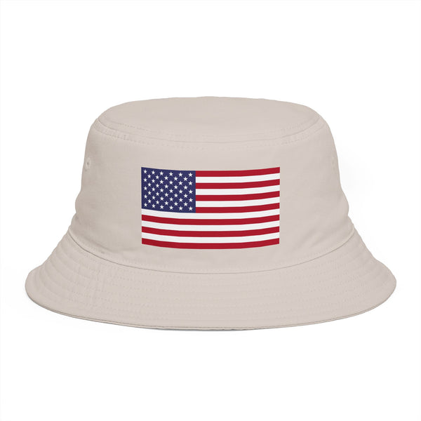 American Flag Bucket Hat — Patriotic USA Embroidered Sun Hat Hats Printify One size Bone
