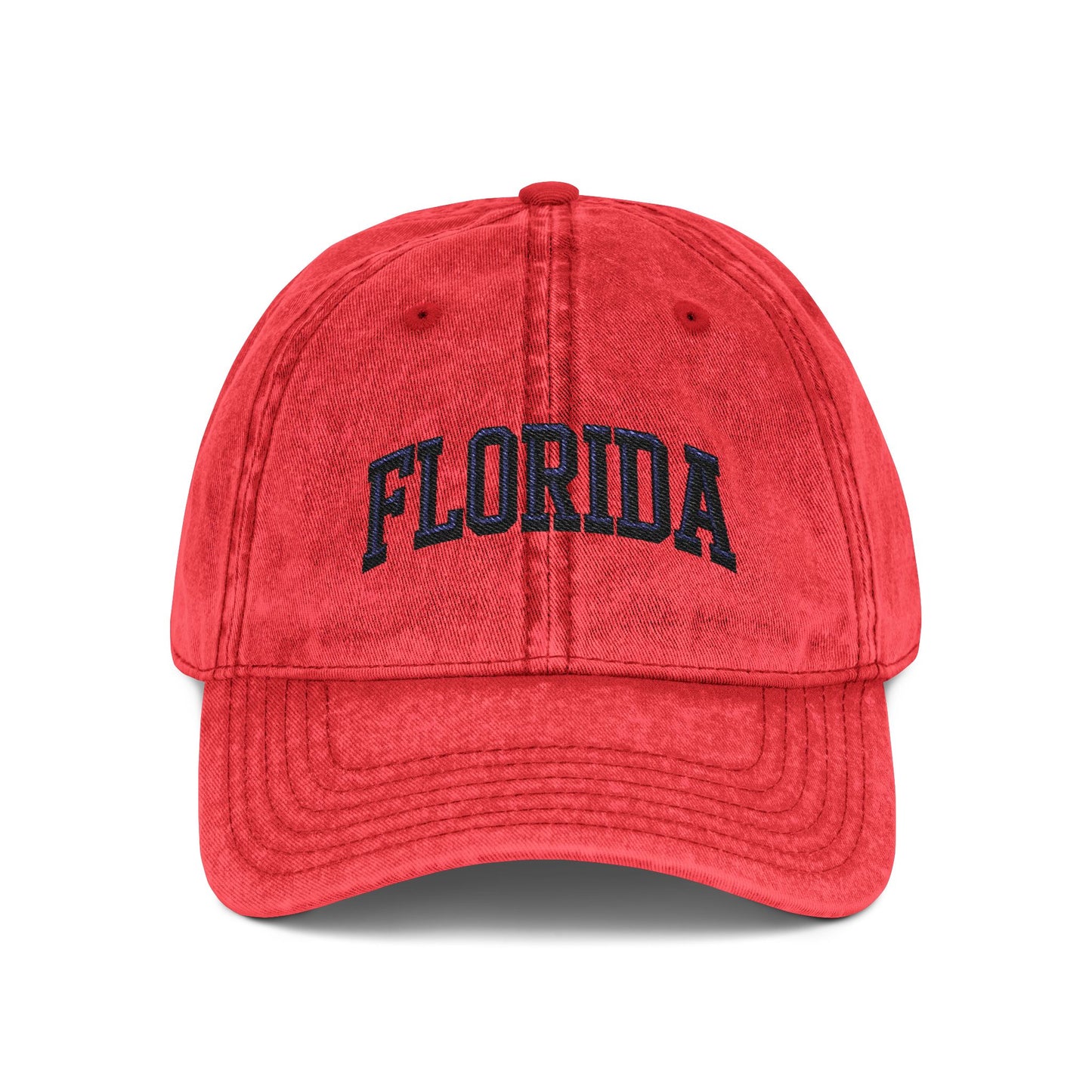 Florida Vintage Embroidered Cap - Washed Red Dad Hat Hats Printify One size Red