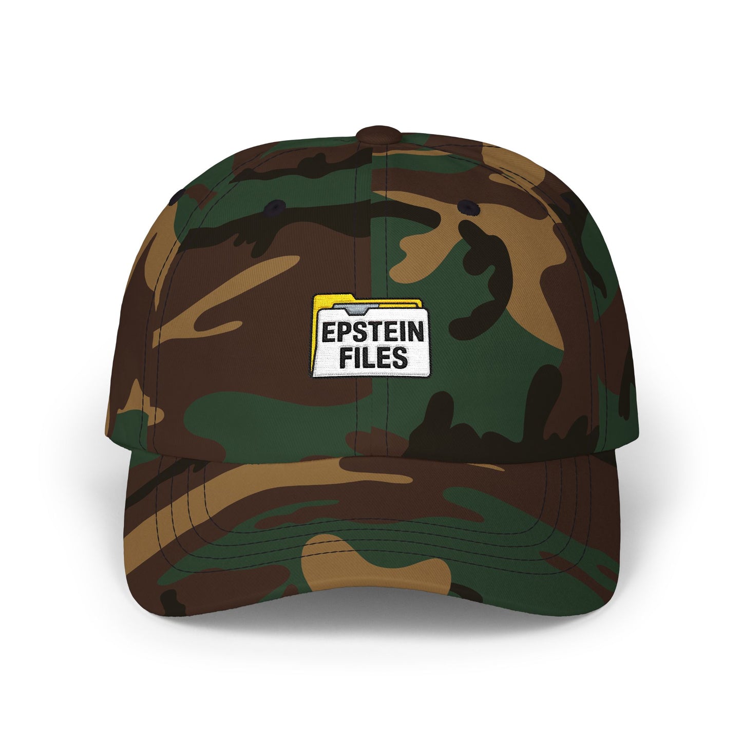 Dad Cap — "Epstein Files" Embroidered Archive Logo Hat Hats Printify Green Camo One size