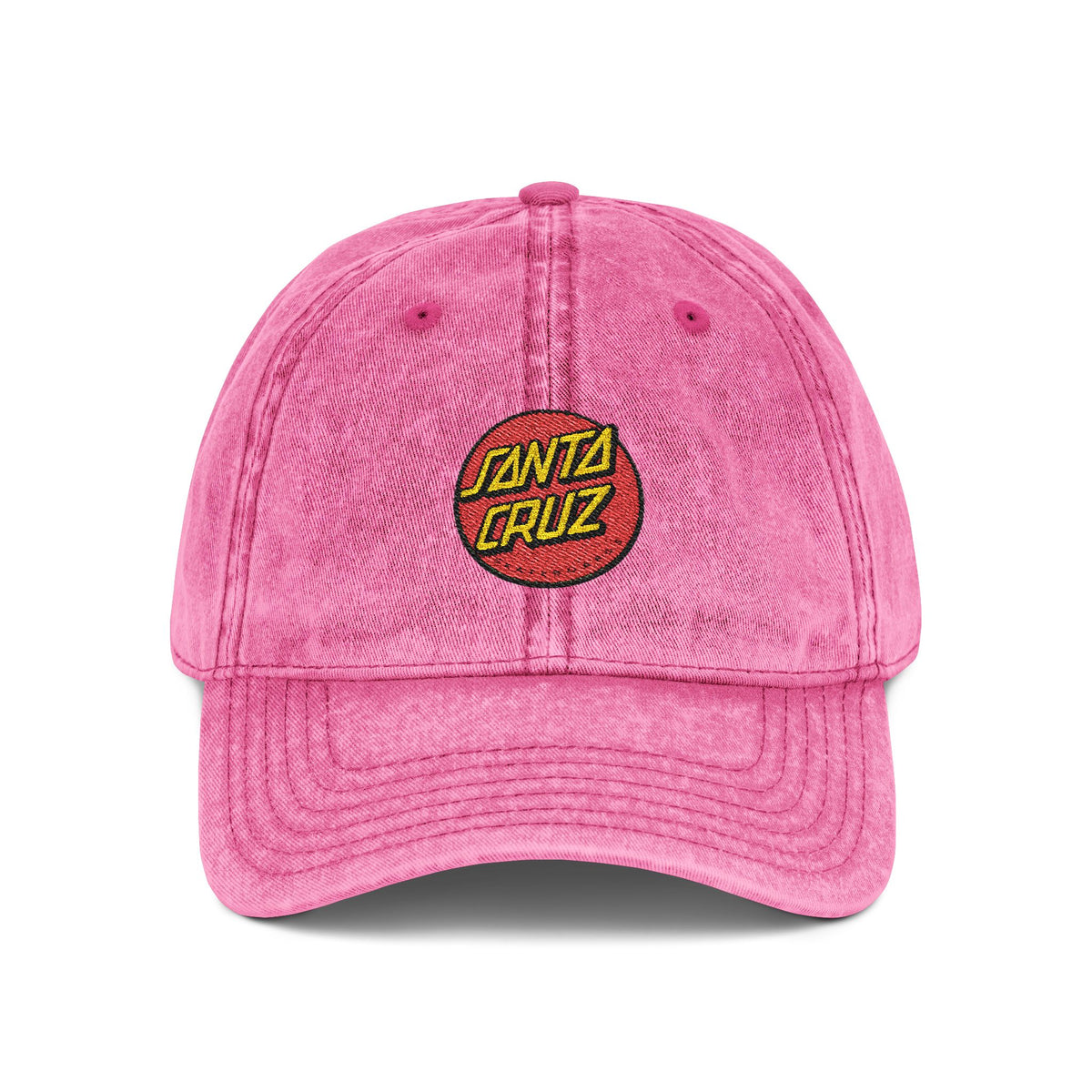 Vintage Embroidered Cap — Santa Cruz Retro Baseball Hat Hats Printify One size Pink