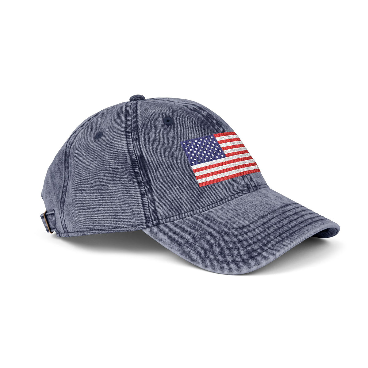 Vintage Washed Dad Hat with Embroidered American Flag — Patriotic Cap for 4th of July & Everyday Wear Hats Printify