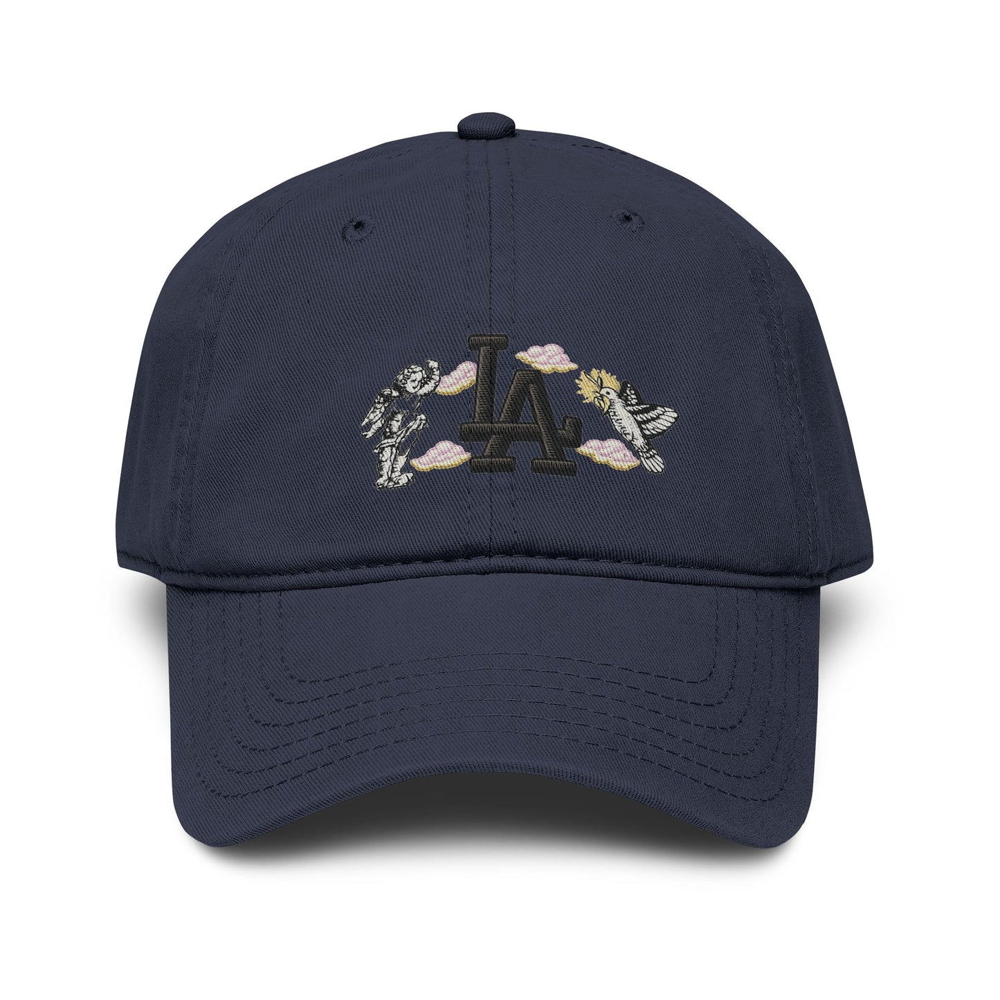 Washed Baseball Cap with LA Embroidered Astronauts Hats Printify One size Navy