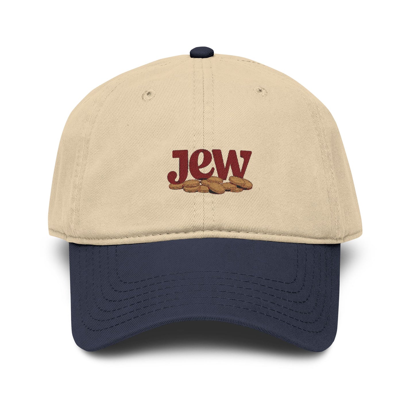 Embroidered "Jew" Challah Bread Washed Baseball Cap Hats Printify