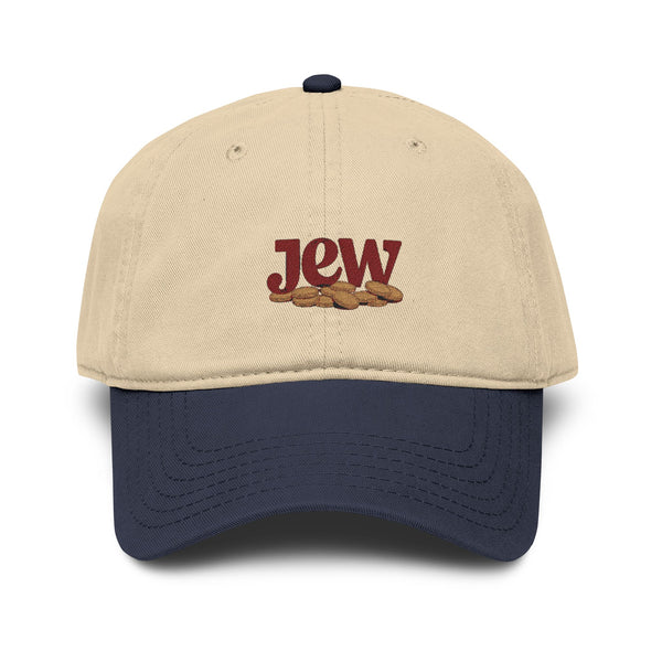 Embroidered "Jew" Challah Bread Washed Baseball Cap Hats Printify