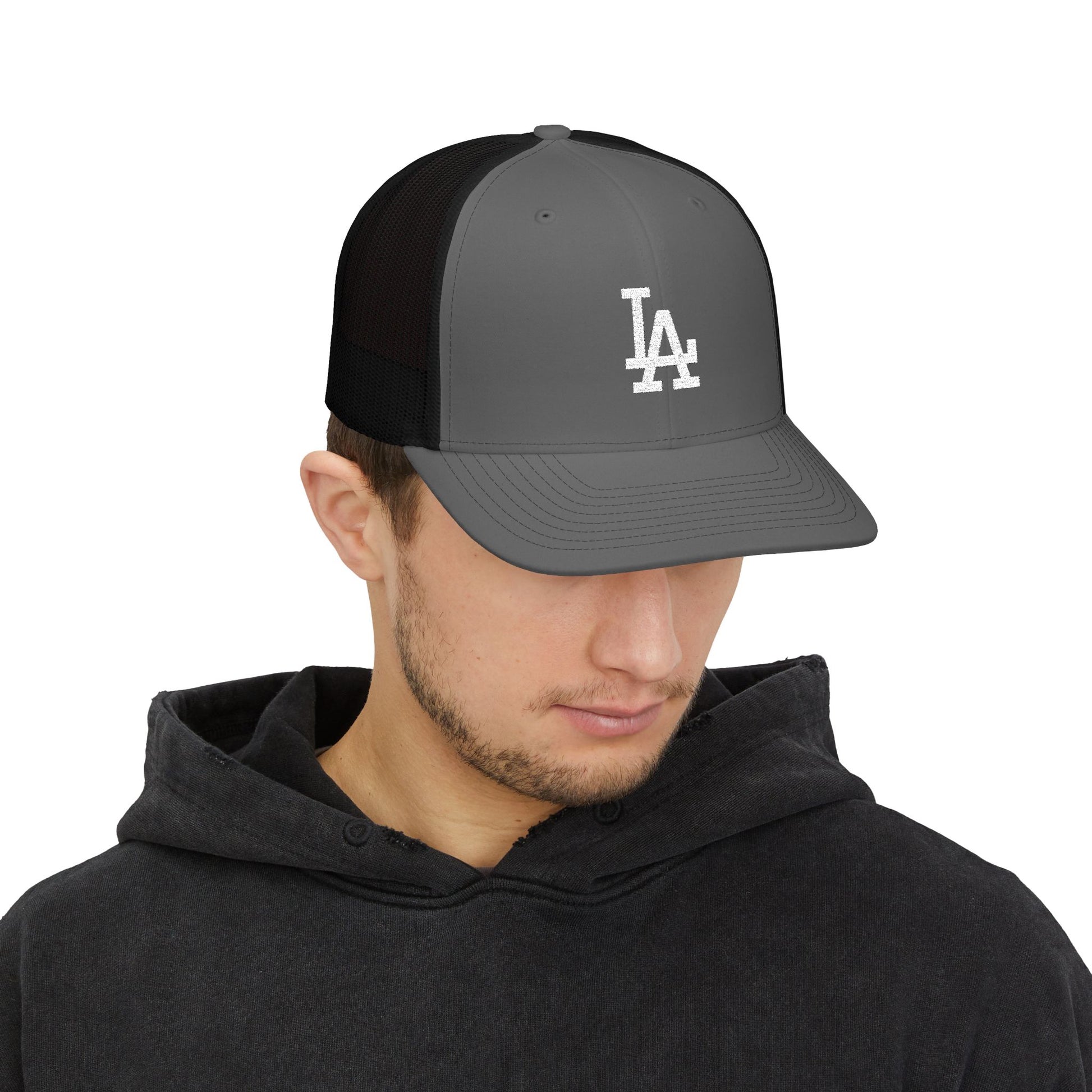 Embroidered LA Logo Snapback Trucker Cap Hats Printify