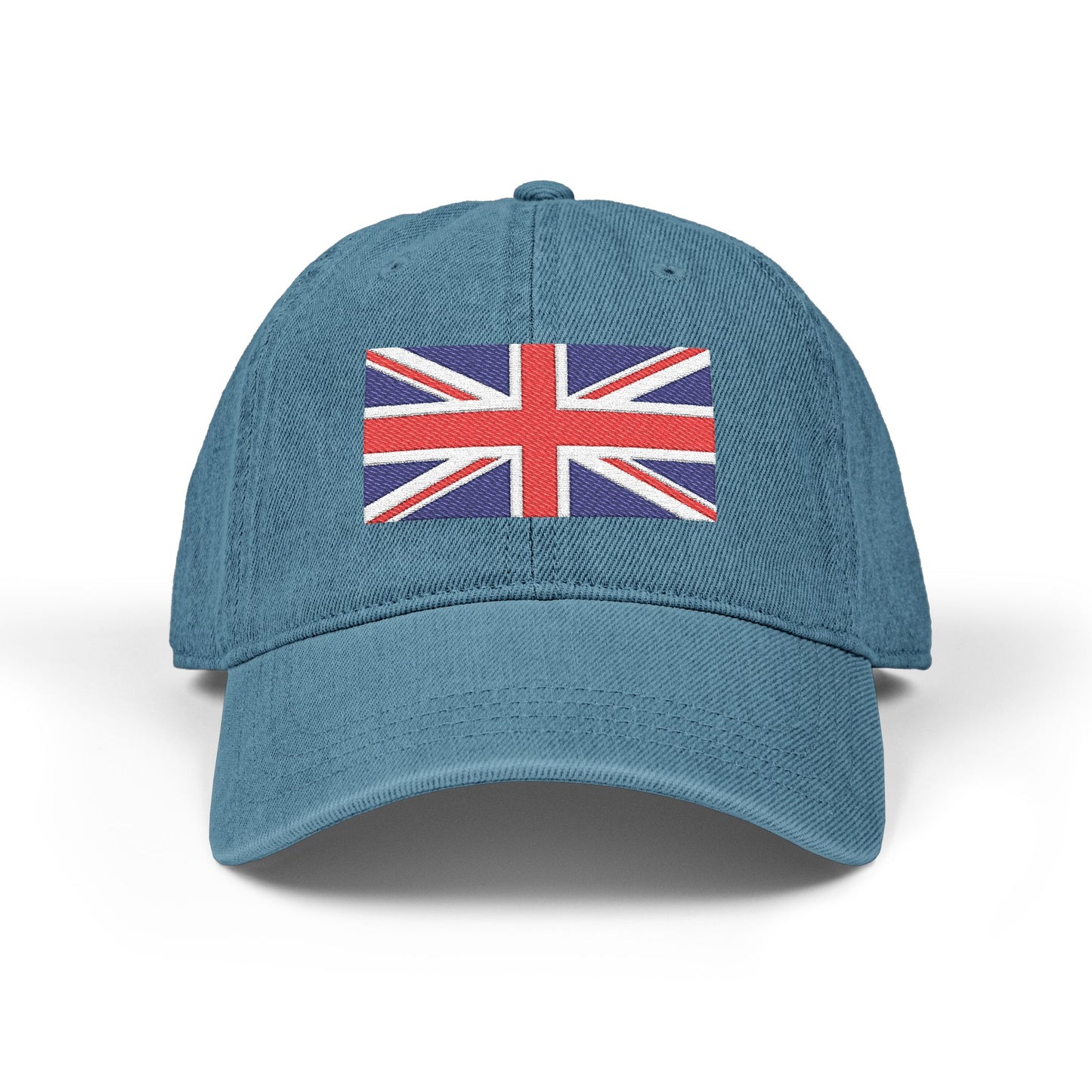 Union Jack Embroidered Denim Hat — British Flag Baseball Cap Hats Printify One size Blue
