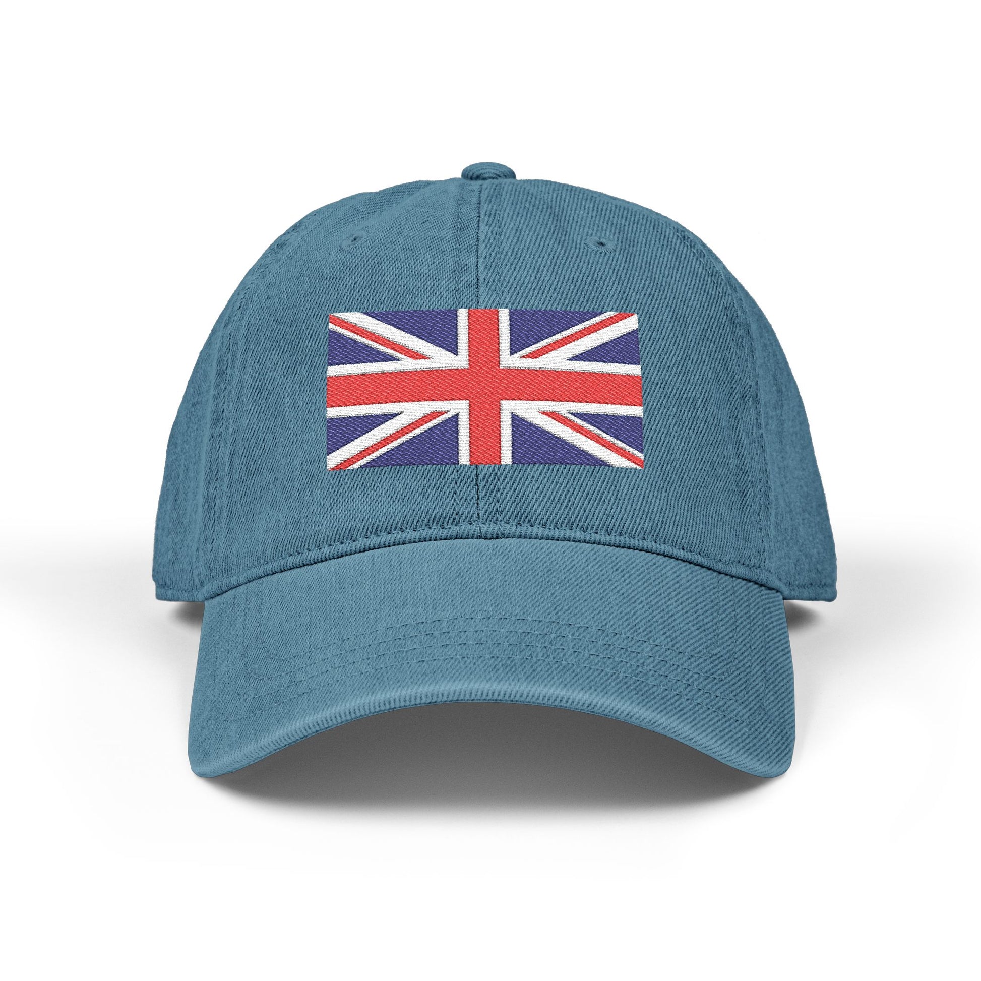 Union Jack Embroidered Denim Hat — British Flag Baseball Cap Hats Printify One size Blue