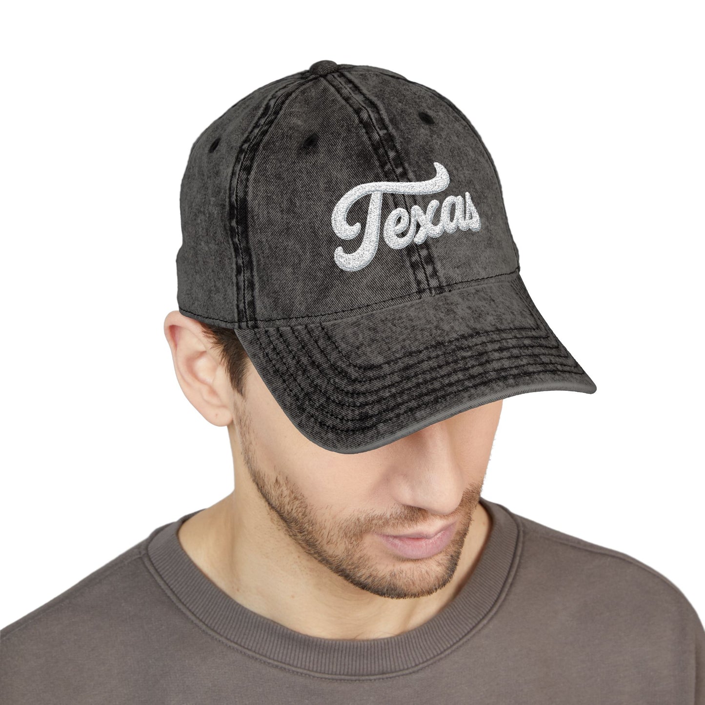 Vintage Embroidered Texas Cap — Distressed Red Baseball Hat