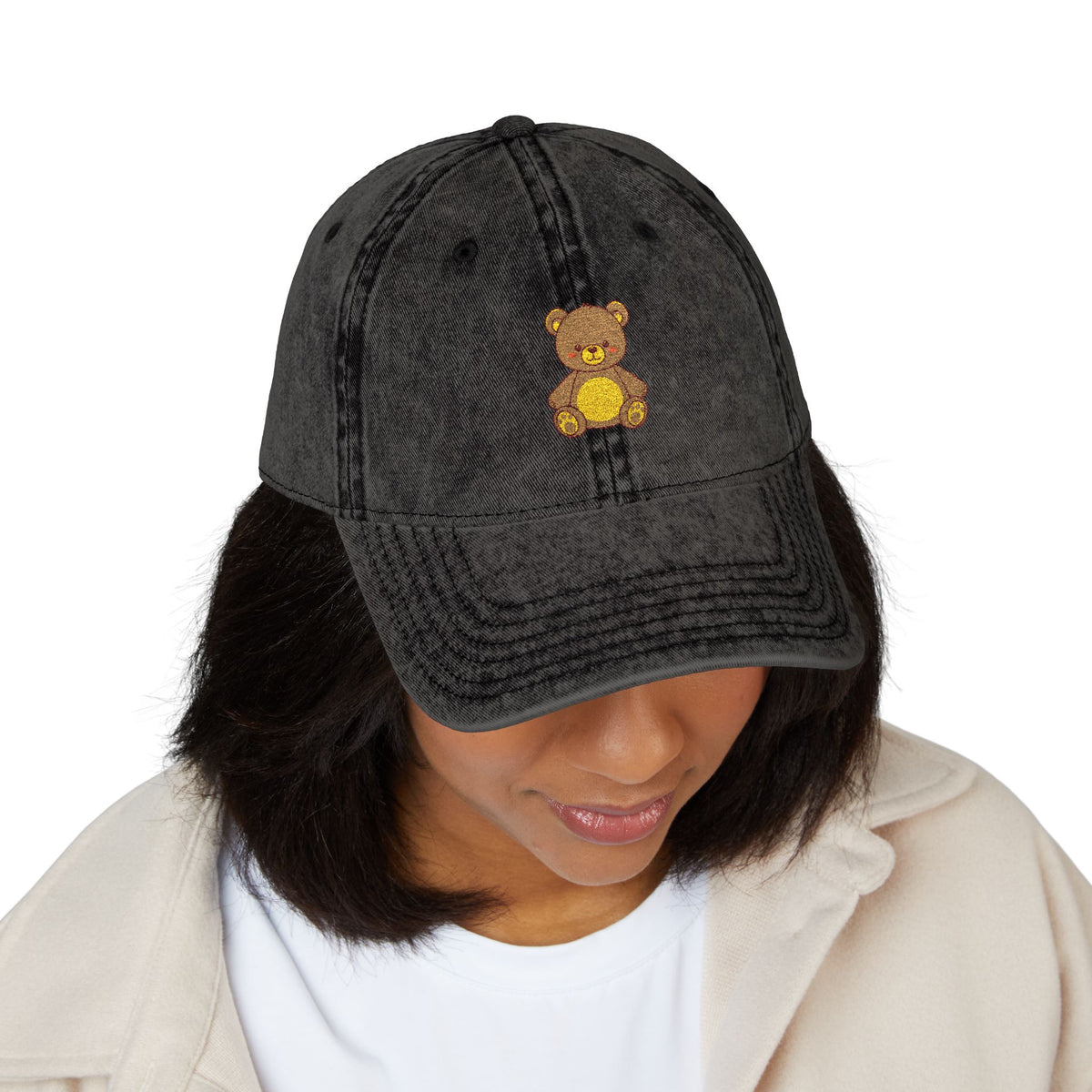 Vintage Embroidered Teddy Bear Cap Hats Printify