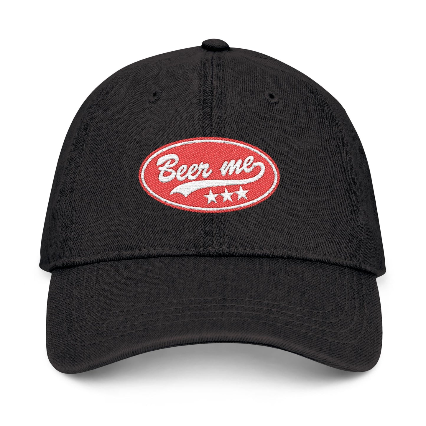 Denim Hat — Embroidered “Beer Me” Vintage Patch Cap