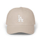 LA Distressed Logo Dad Cap — Vintage Baseball Hat Hats Printify Stone One size