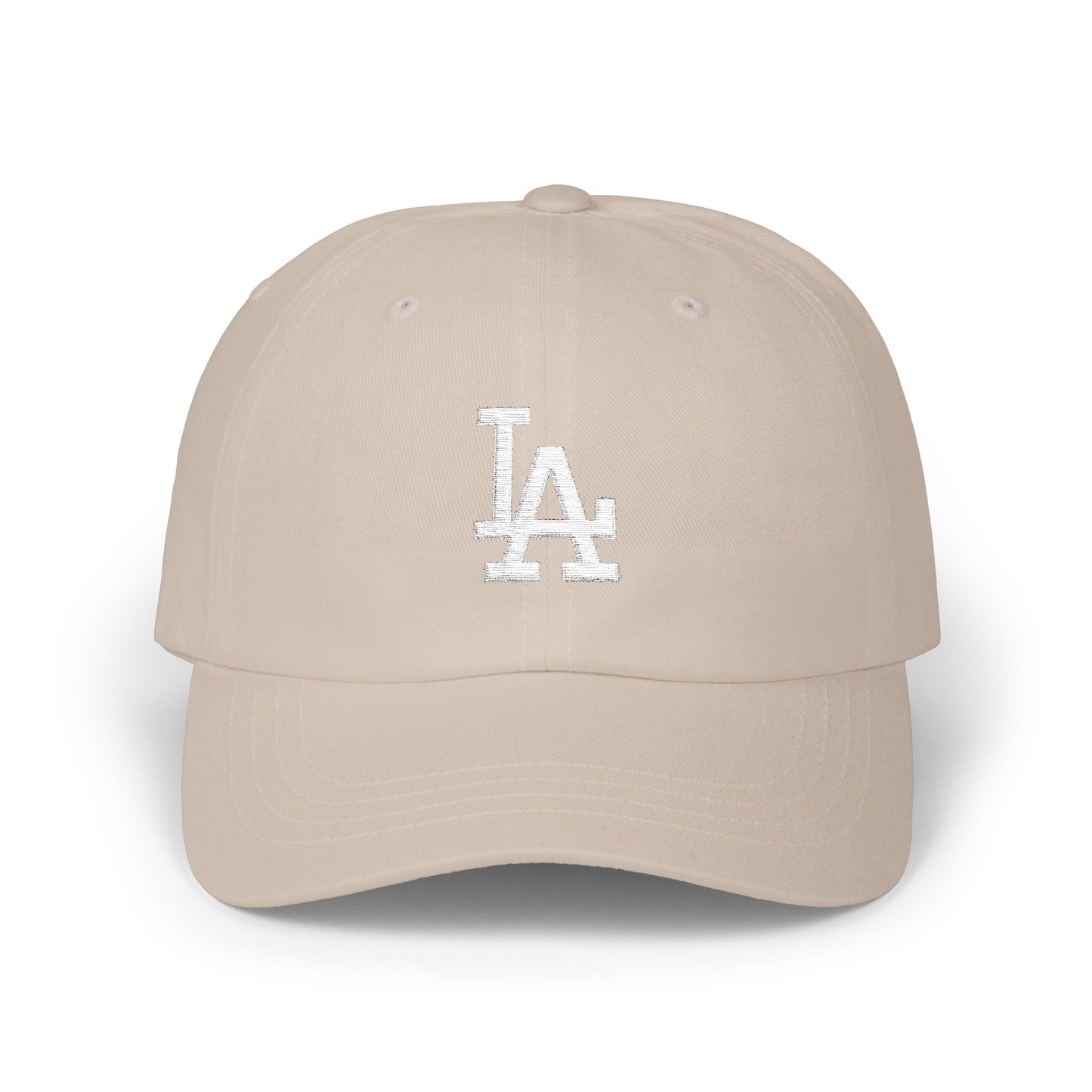LA Distressed Logo Dad Cap — Vintage Baseball Hat Hats Printify Stone One size
