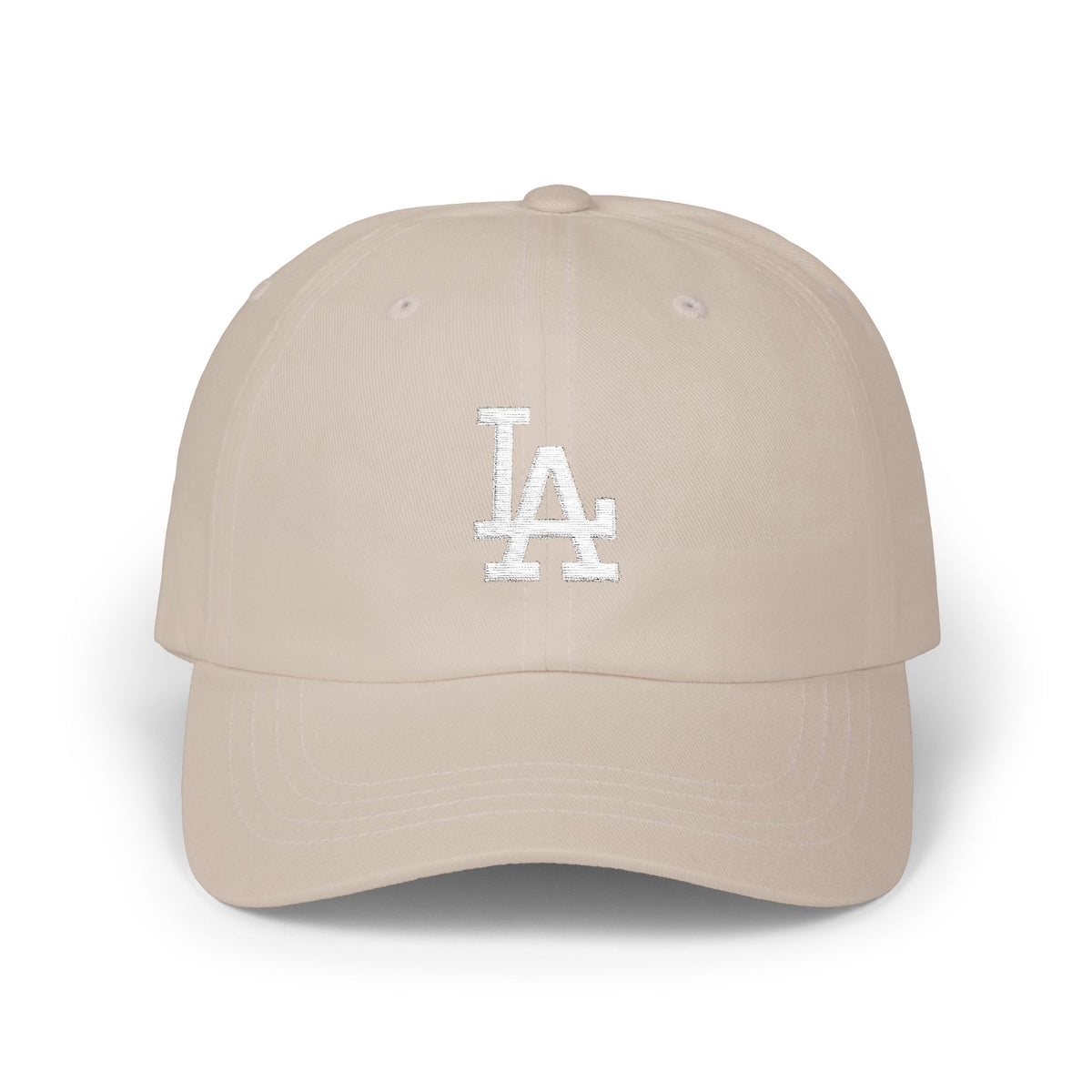 LA Distressed Logo Dad Cap — Vintage Baseball Hat Hats Printify Stone One size