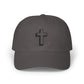Christian Cross Dad Cap – Embroidered Minimalist Baseball Hat Hats Printify Dark Grey One size