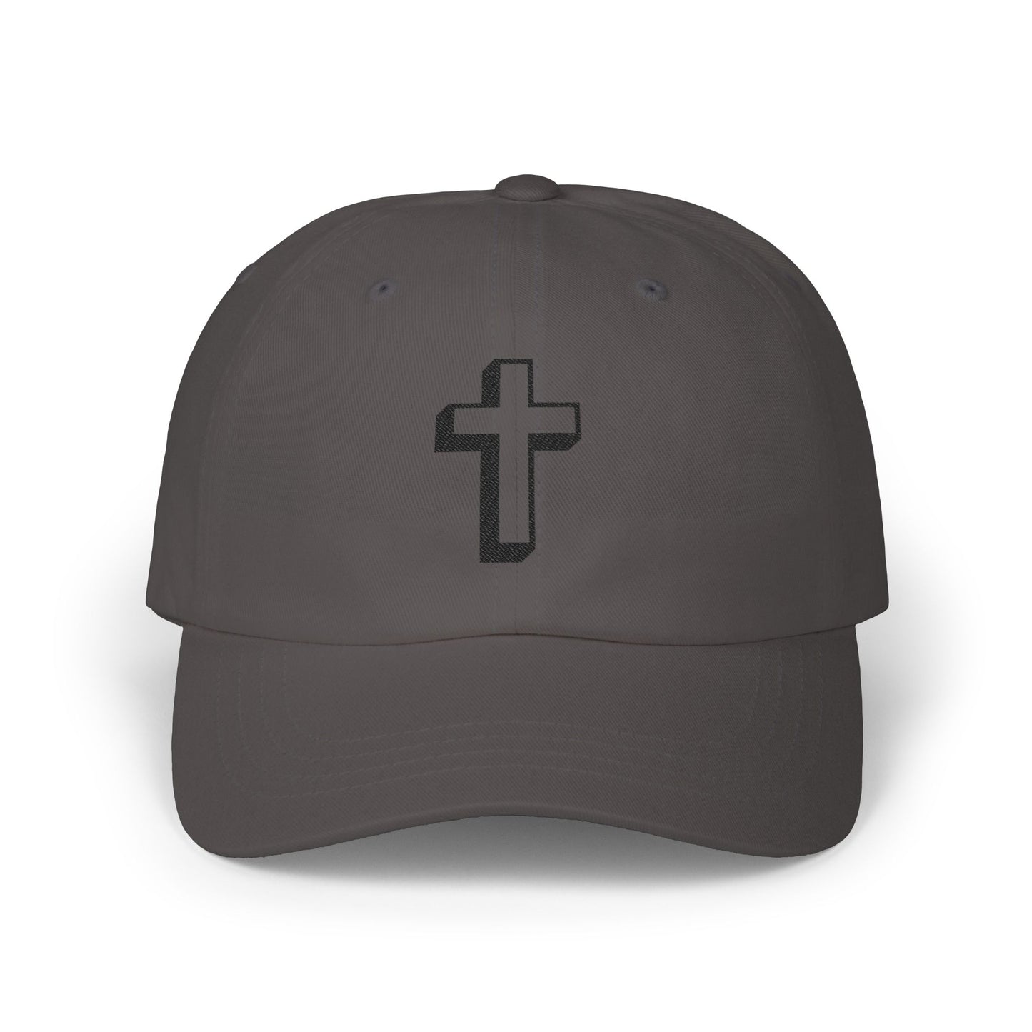 Christian Cross Dad Cap – Embroidered Minimalist Baseball Hat Hats Printify Dark Grey One size