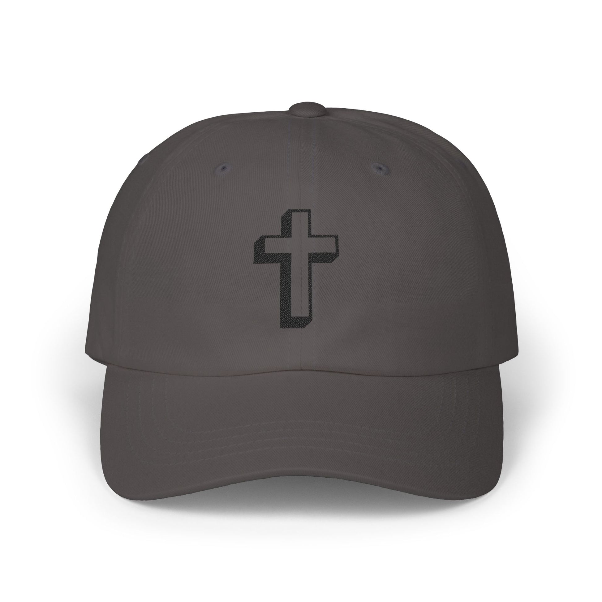 Christian Cross Dad Cap – Embroidered Minimalist Baseball Hat Hats Printify Dark Grey One size
