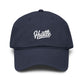 Hustle Washed Baseball Cap — Vintage Script Embroidered Hat Hats Printify One size Navy