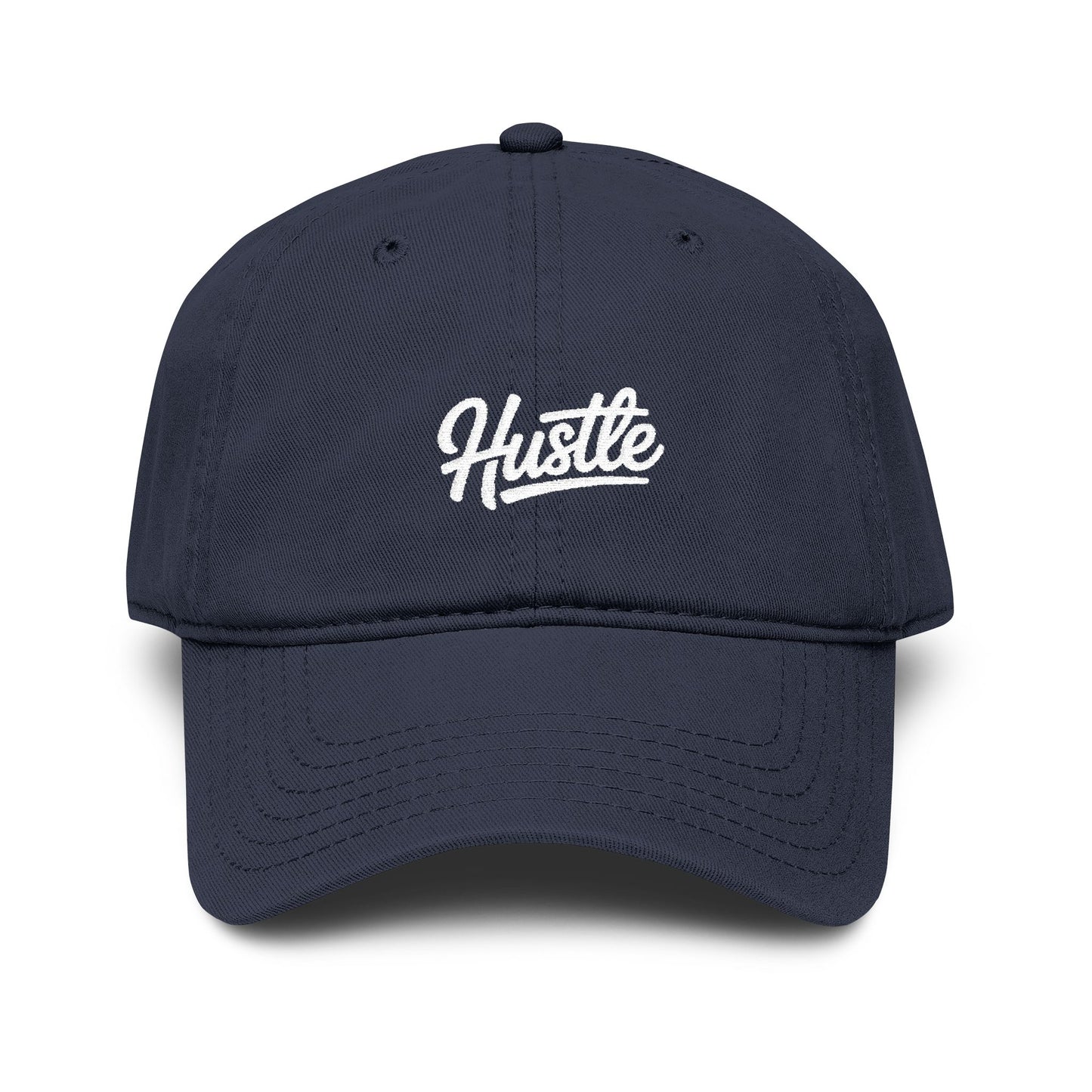 Hustle Washed Baseball Cap — Vintage Script Embroidered Hat Hats Printify One size Navy