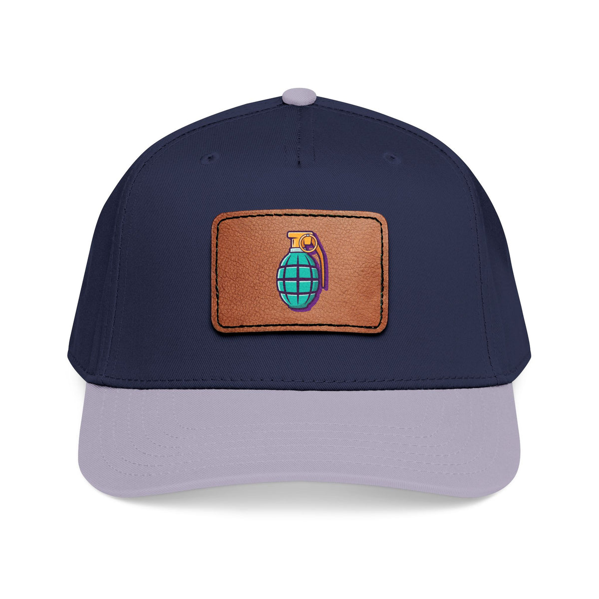 Leather Patch Baseball Cap — Retro Grenade Patch Hat