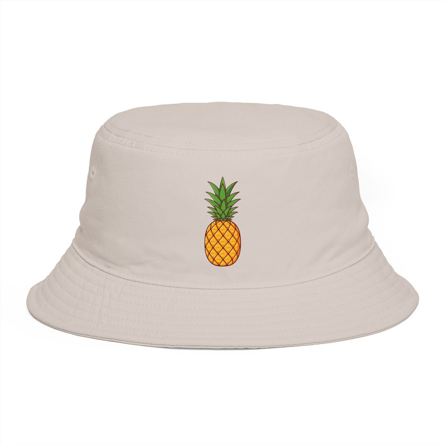 Pineapple Embroidered Bucket Hat — Tropical Summer Sun Hat Hats Printify One size Bone