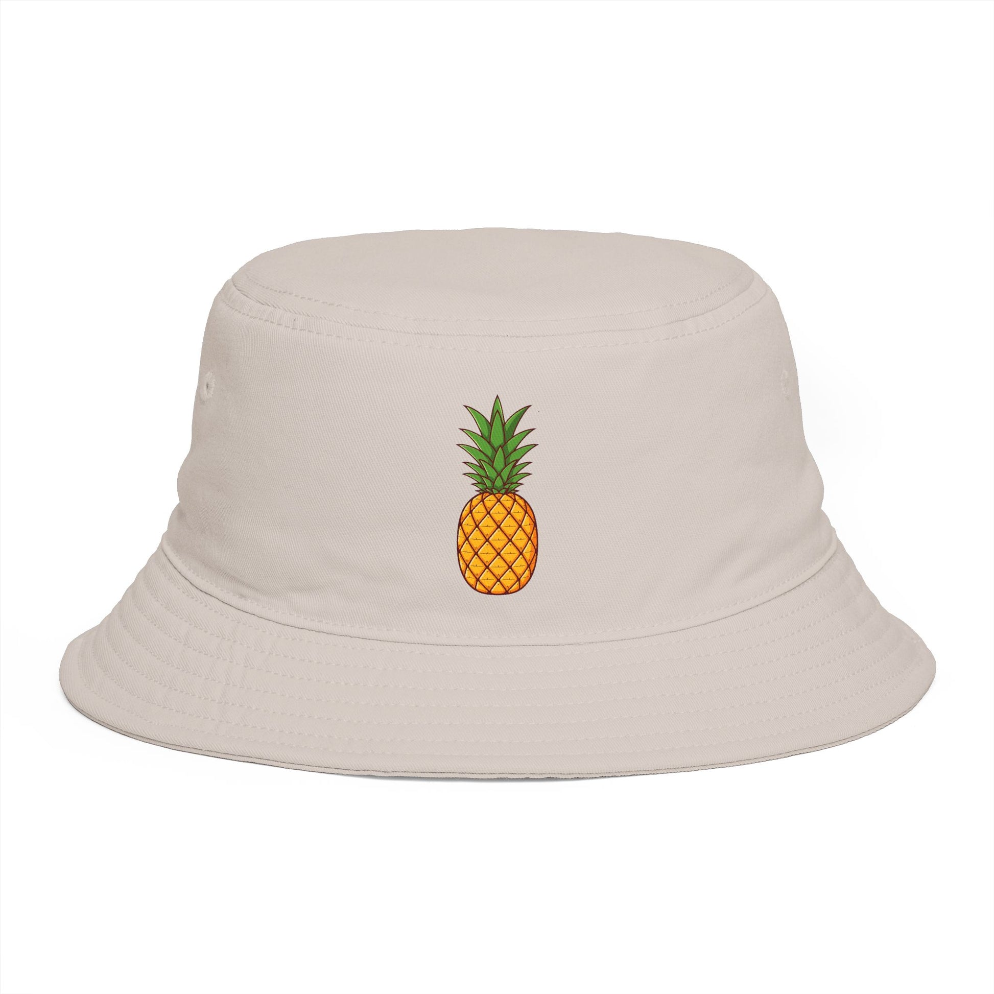 Pineapple Embroidered Bucket Hat — Tropical Summer Sun Hat Hats Printify One size Bone