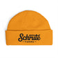 Schrute Farms Cuff Beanie – Embroidered Farm Logo Winter Hat Hats Printify One size Gold