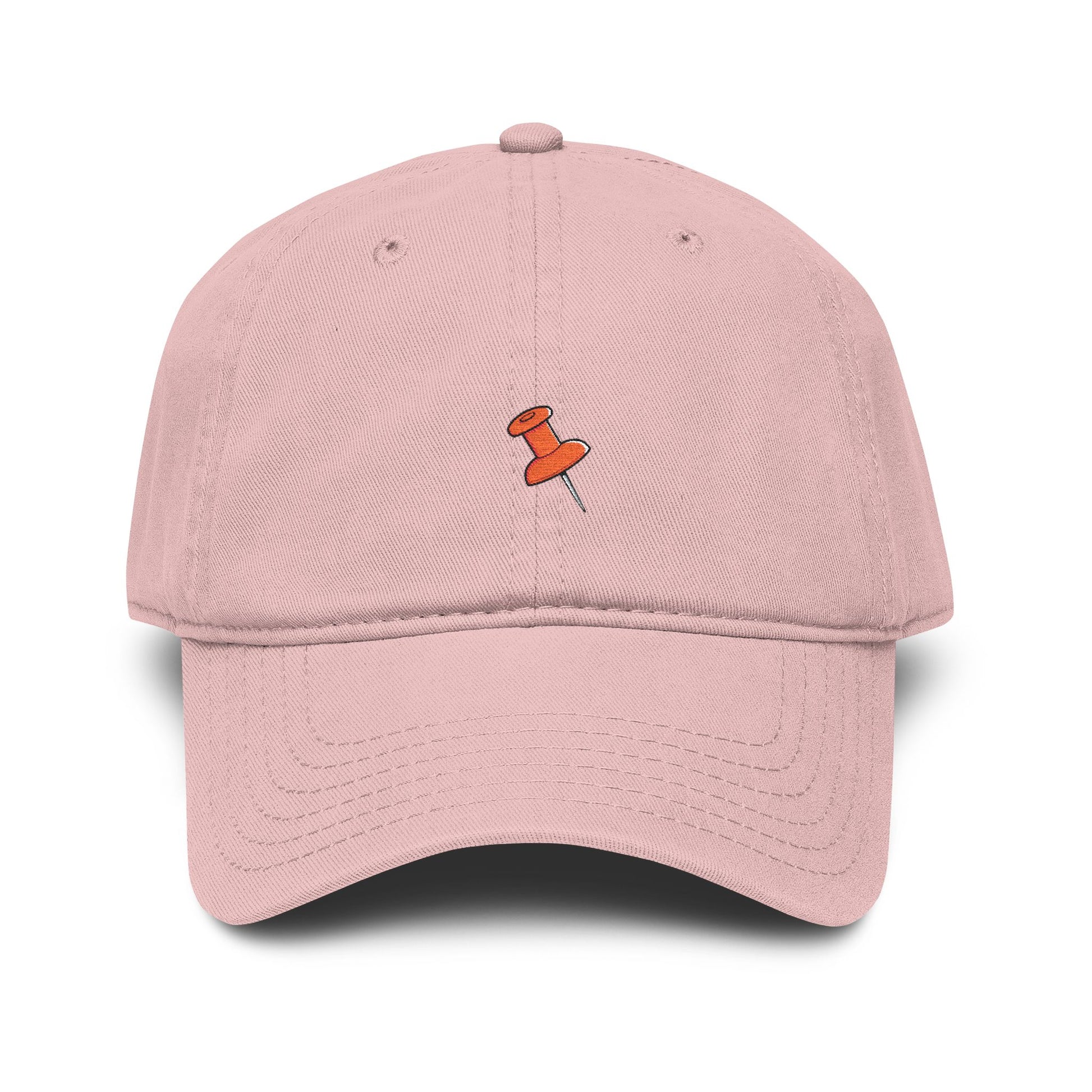 Washed Baseball Cap with Tiny Orange Pushpin Embroidery — Casual Everyday Hat Hats Printify One size Dusty Rose